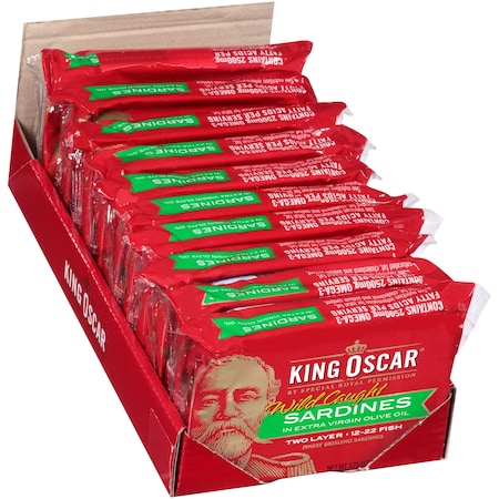 King Oscar Sardines 2-Layer In Extra Virgin Olive Oil 3.75 Oz., PK12